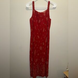 Eddie Bauer Red Floral Midi Dress